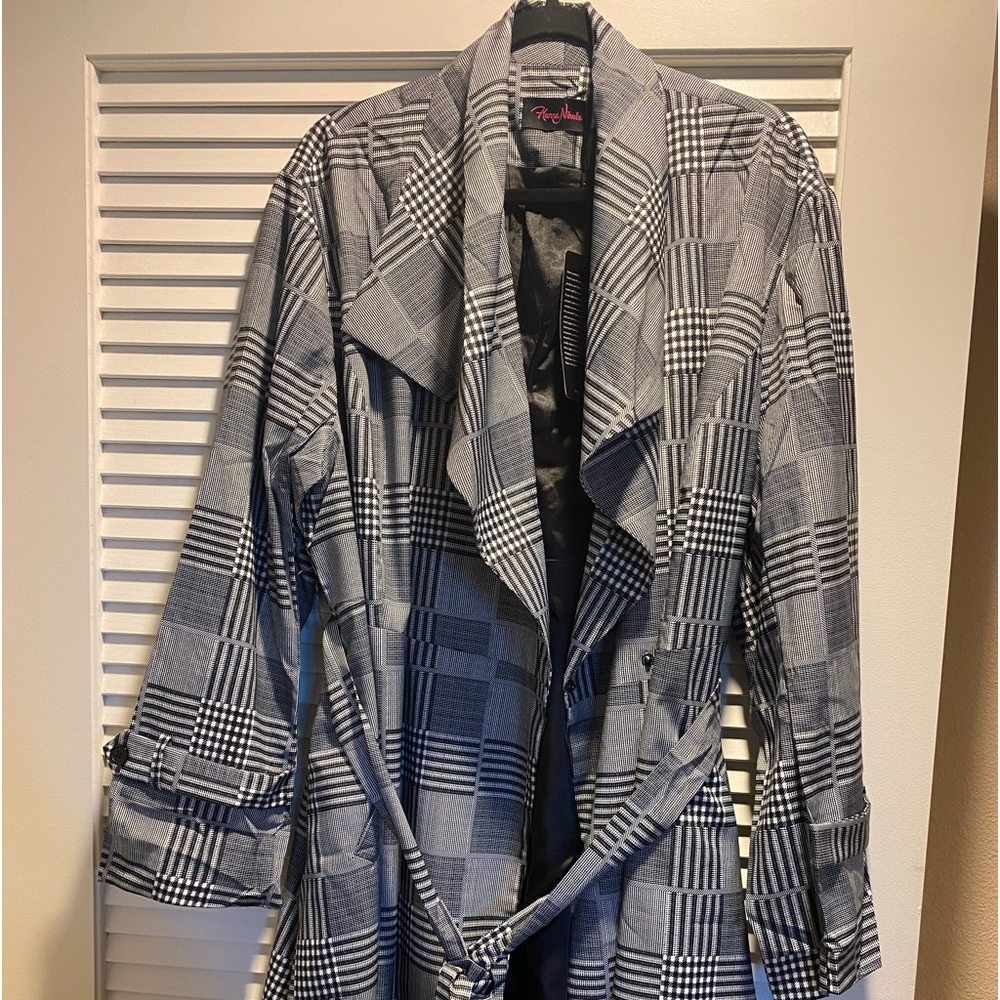 Black and white trench coat.